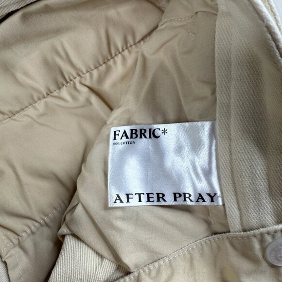 After Pray Mens Ivory Waistband Belted Pleated Straight Leg Chino Pants Large - Picture 11 of 14